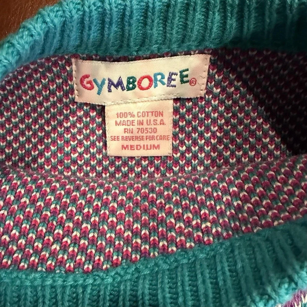 Vintage Gymboree Girls Purple Sweater Sz Medium 1994 Winter Floral Paisley Line